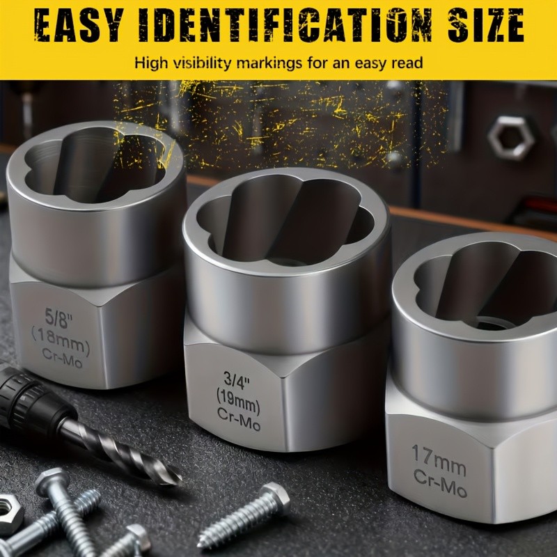 DRADO Damaged Nut Extractor Reverse Thread Socket Sliding Gear Wrench