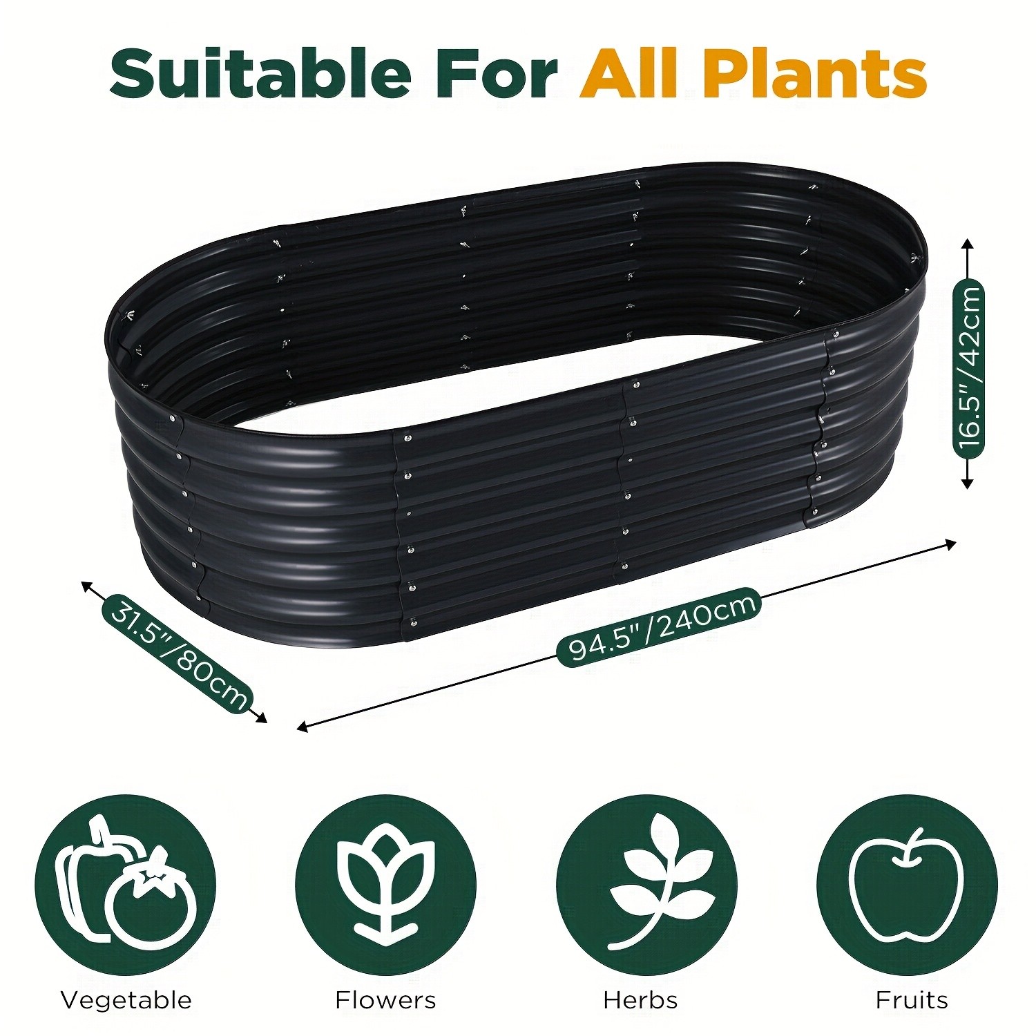 YODOLLA Heavy-Duty Galvanized Steel Raised Garden Bed Kit