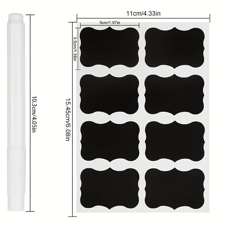 THELiFE 48pcs Chalkboard-Style Bottle Stickers with Bonus Marker