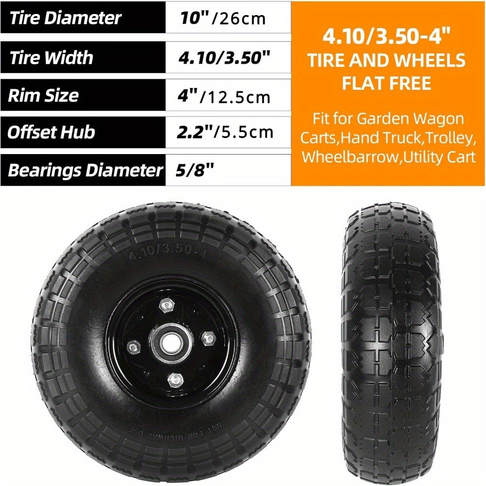 GMMLAIJH 2-Pack 10-Inch Solid Rubber Tire Wheels