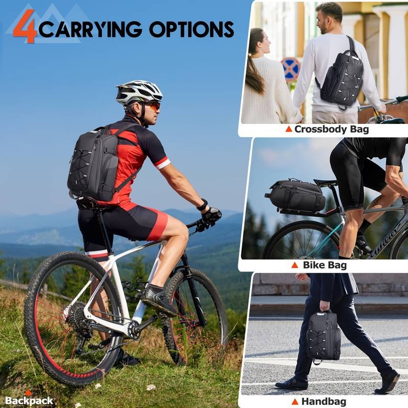 RAINSMORE Bicycle Bag  15L Rear Rack Trunk Bag for Commuting and Travel