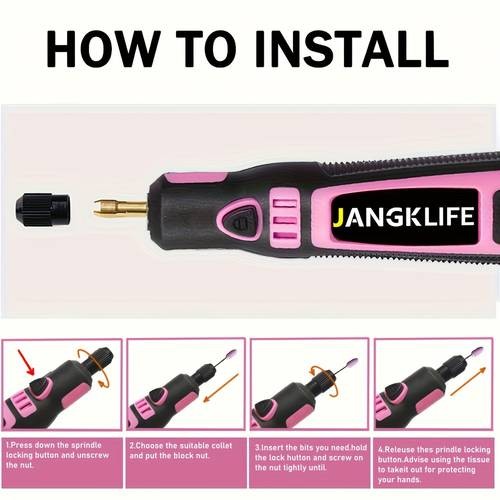 JANGKLIFE Compact Rotary Grinder Tool Set Three-Speed Cordless Multi-Tool for Crafting and DIY Projects