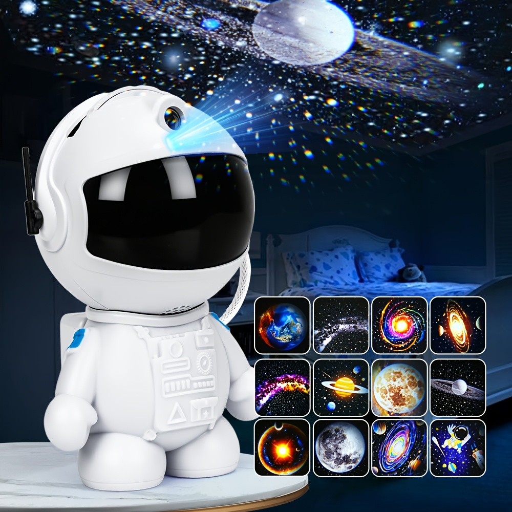 USB-Powered Astronaut Projector with Colorful Galaxy Star Night Lights
