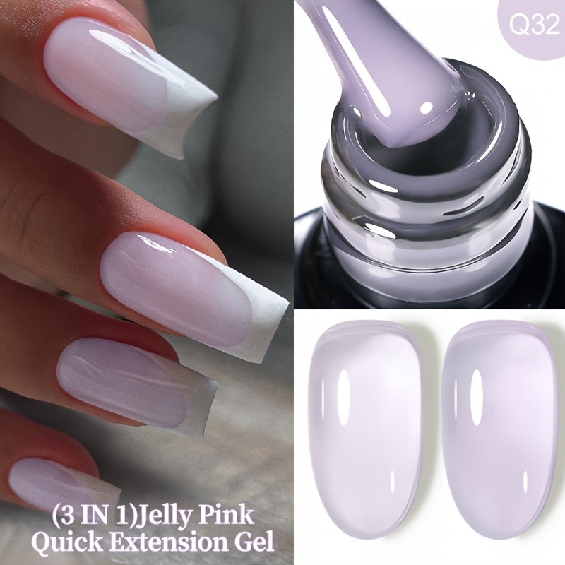 LILYCUTE 7ml Jelly Nude Pink Quick Extension Nail Gel Polish  Transparent, Long-Lasting Construction Gel for Manicures