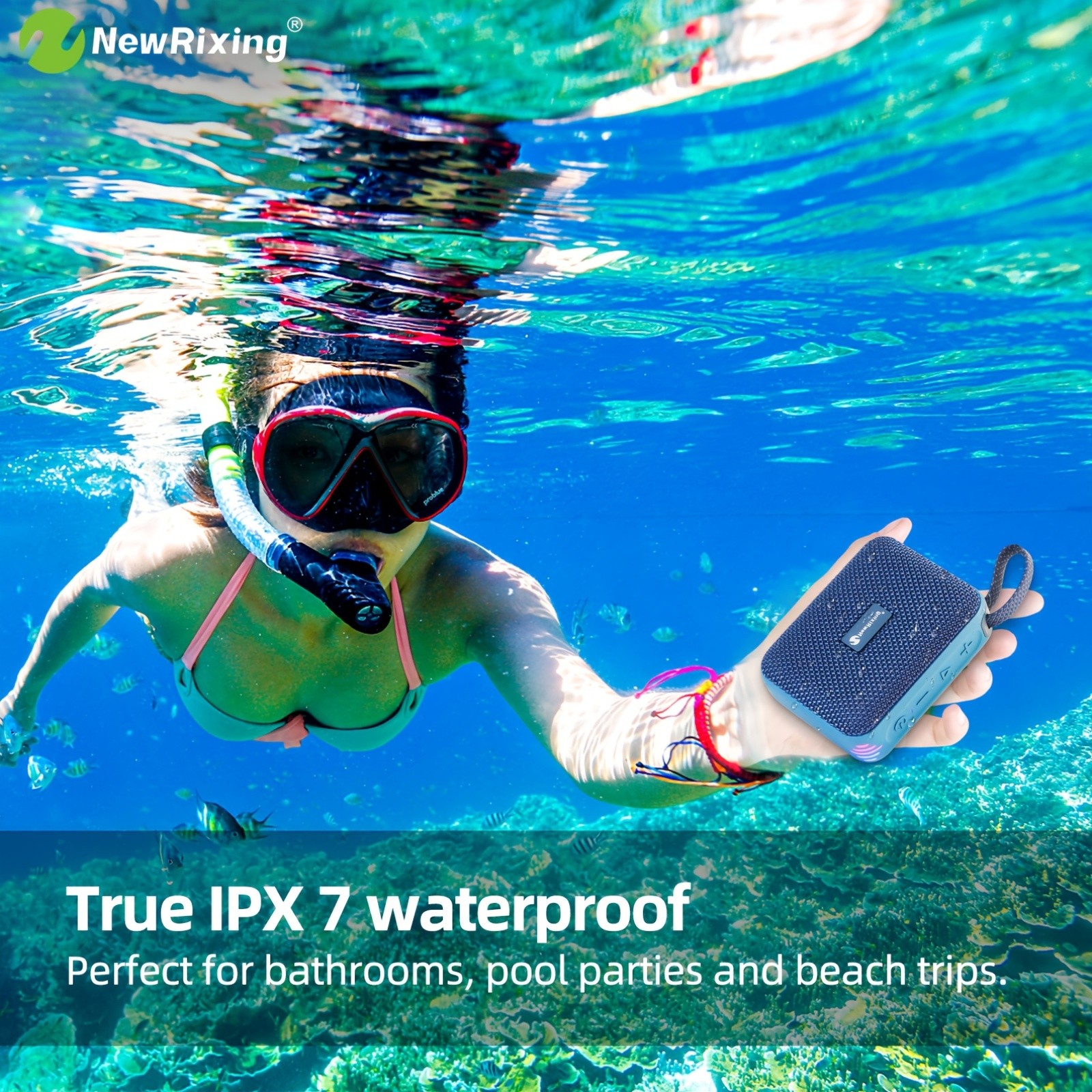 NewRixing Wireless Speaker with IPX7