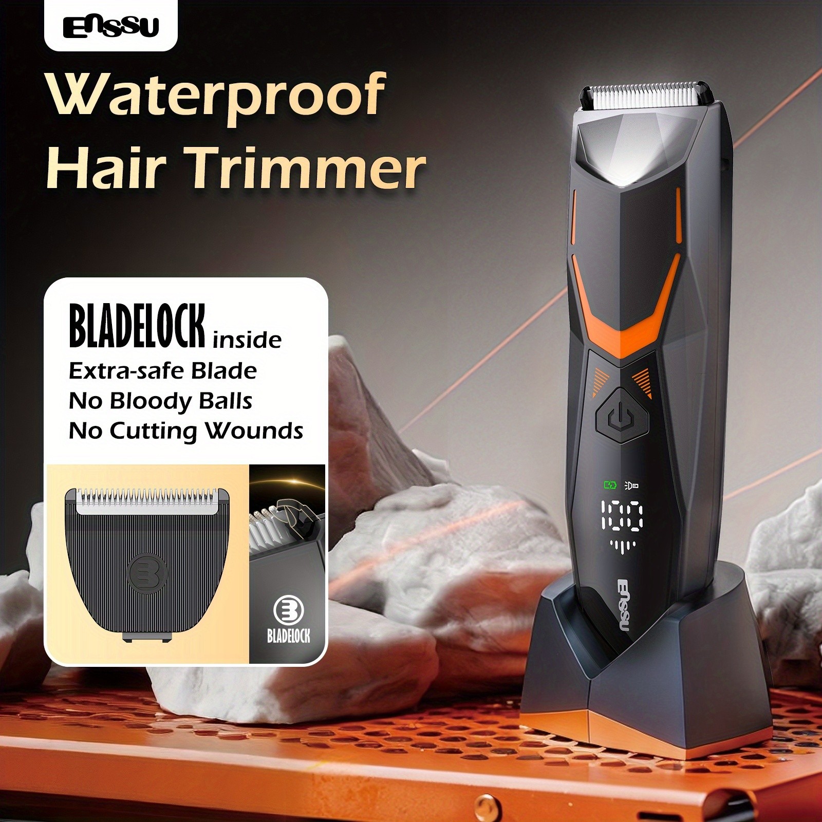 Enssu Professional Body Groomer for Men & Women  IPX7 Electric Trimmer with LED Display and Ceramic Blades