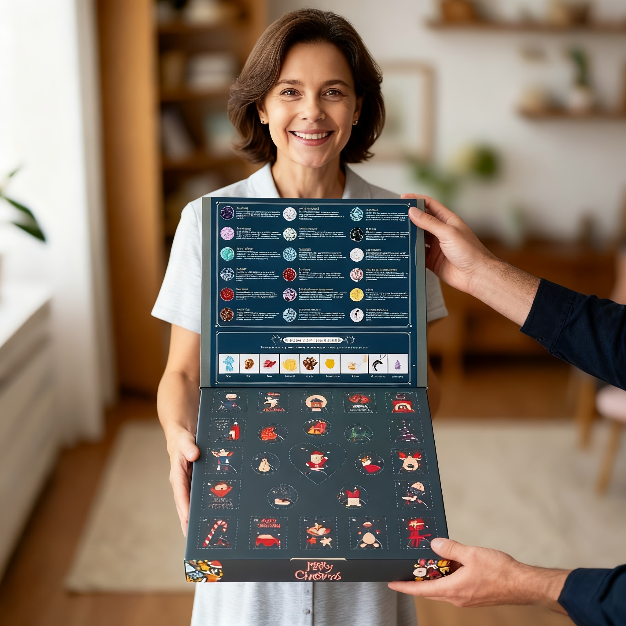 Christmas-Themed Gift Box with 24 Crystal Stones