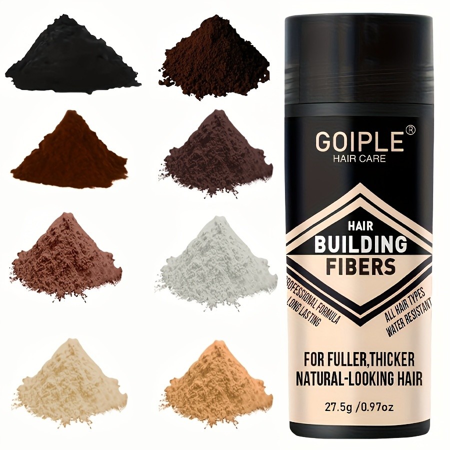 8 Color Hair Building Fibers  Water-Resistant Powder for Fuller, Natural-Looking Hair
