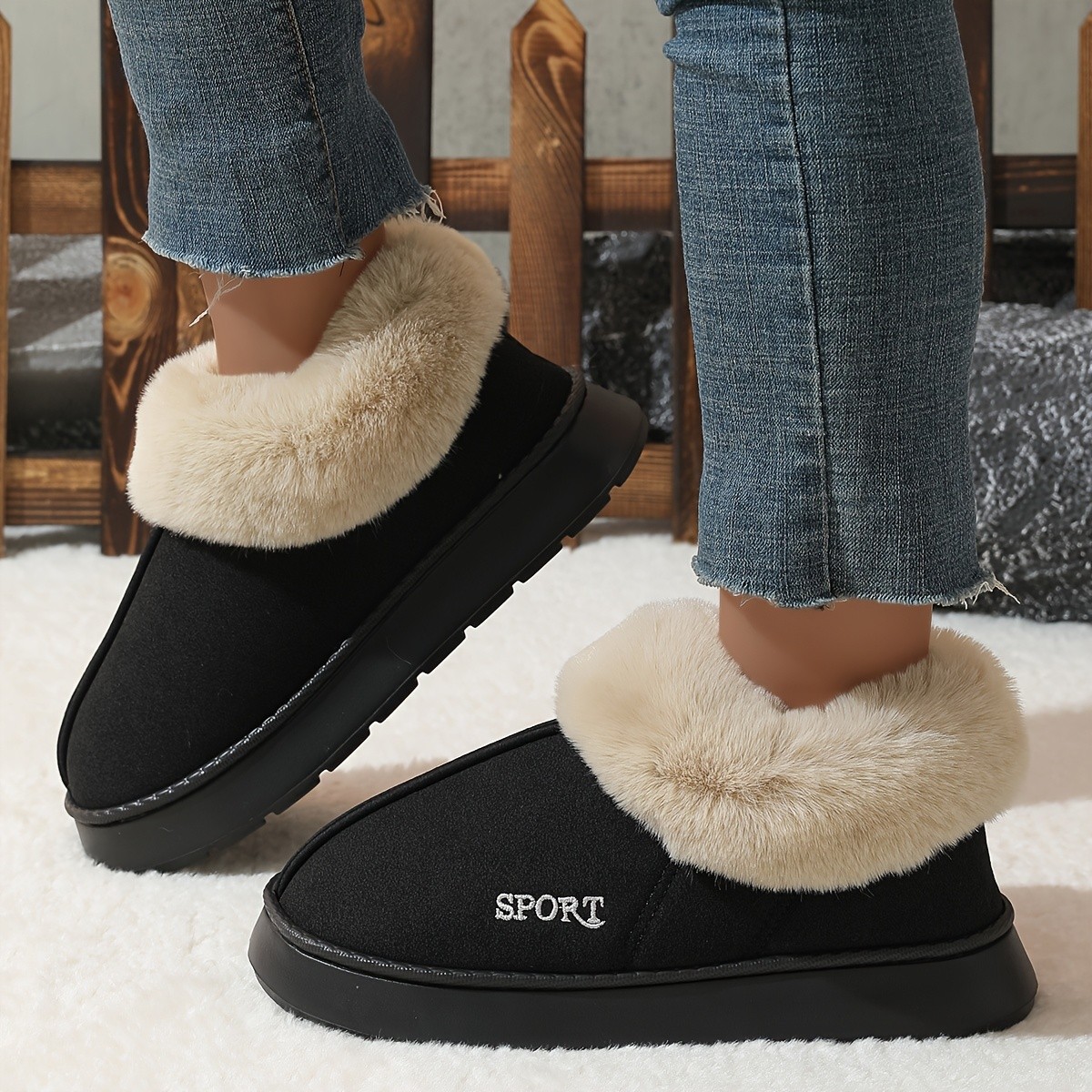 Womens Winter Plush Soft Sole Shoes