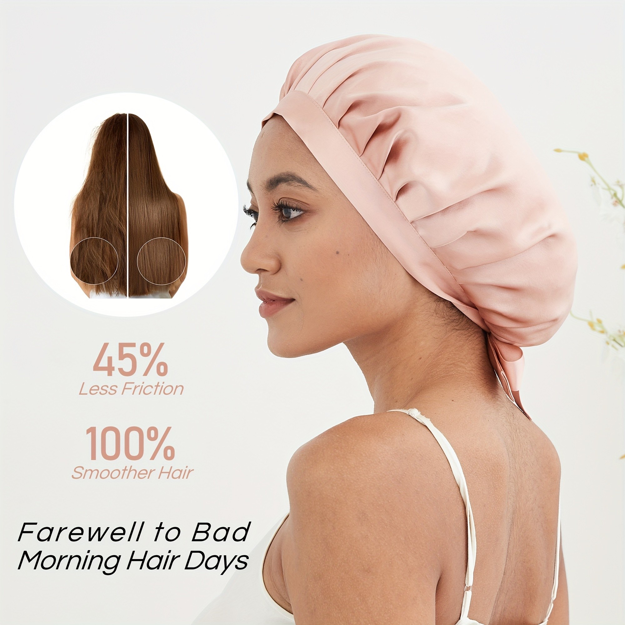 RACHELSILK 3pcs Set 100% Mulberry Silk Bonnet Sleep Cap & 2 Large Silk Scrunchies for Sleeping