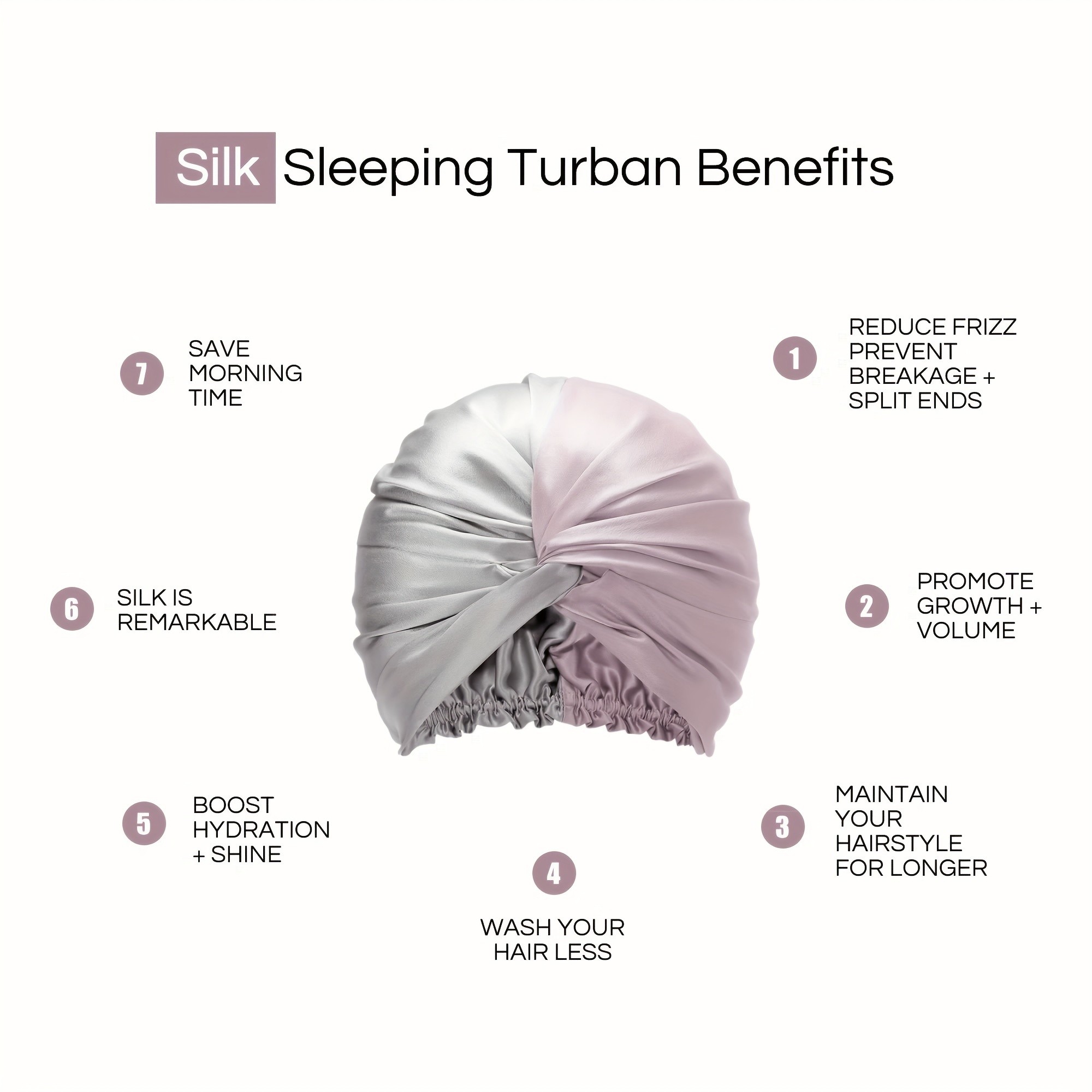 RACHEL SILK 100% Mulberry Silk Double-Layer Oversized Sleep Cap for Hair Care