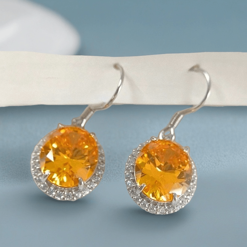 Ethic Diam 10x12mm Golden Oval Retro Synthetic Zircon Earrings