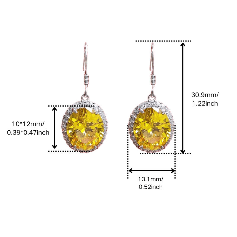 Ethic Diam 10x12mm Golden Oval Retro Synthetic Zircon Earrings