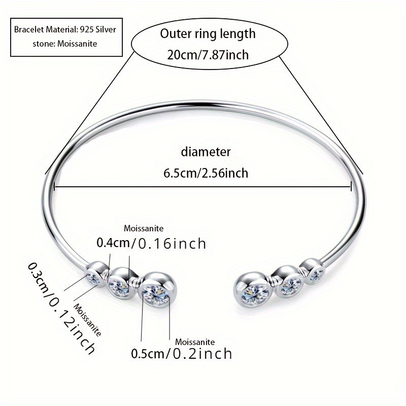 LOVESSOM 925 Silver Full Moissanite 14K Gold Plated Bracelet