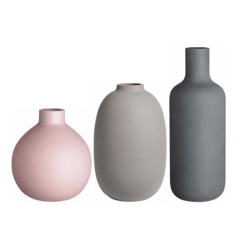 JABUKOSU Set of 3 Neutral Small Ceramic Vases