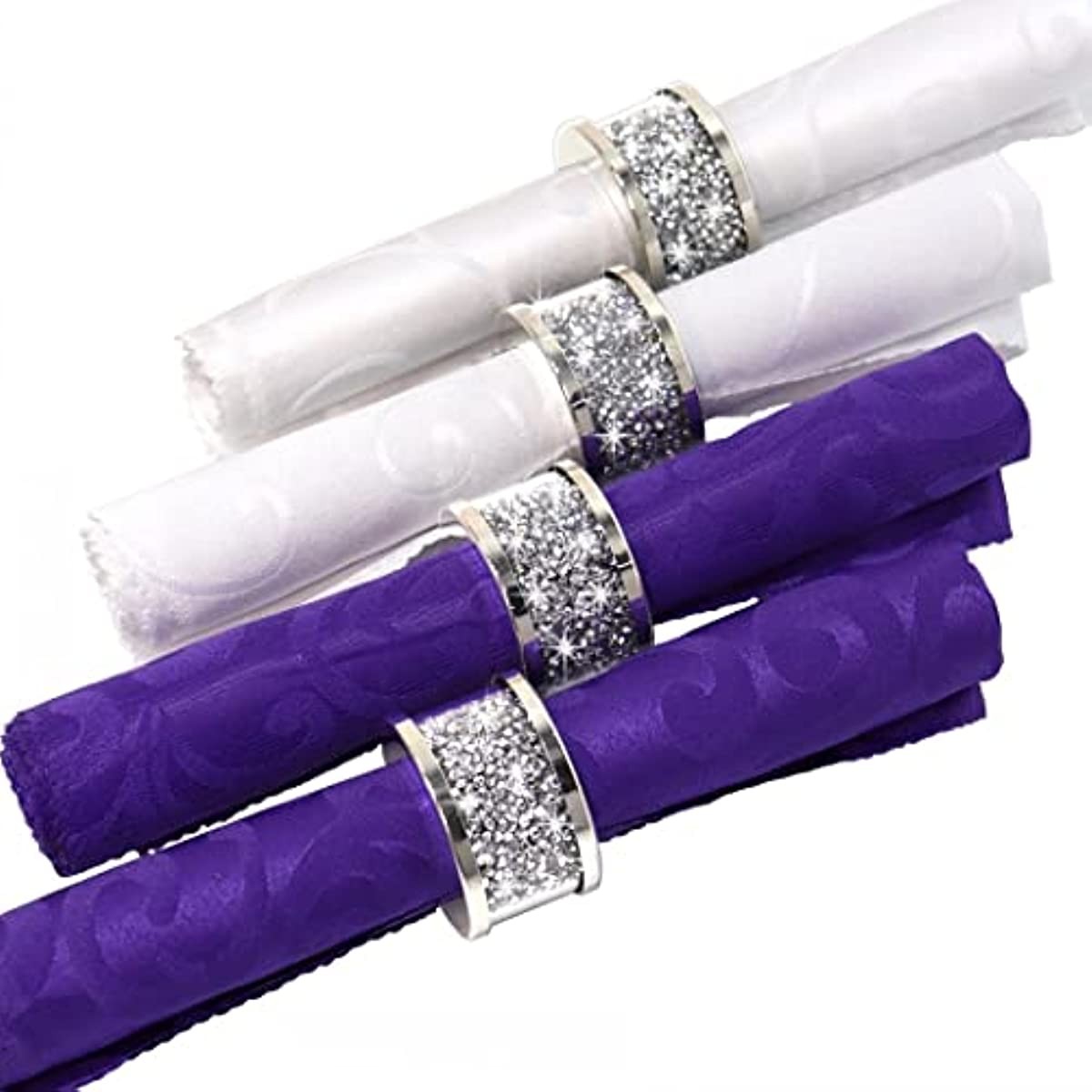 JABUKOSU Elegant 4pcs Set of Sparkling Diamond Glass Napkin Holders
