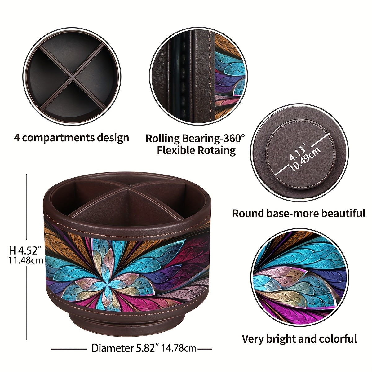 MILITWO 360 Swivel Pen Holder with 4 Compartments