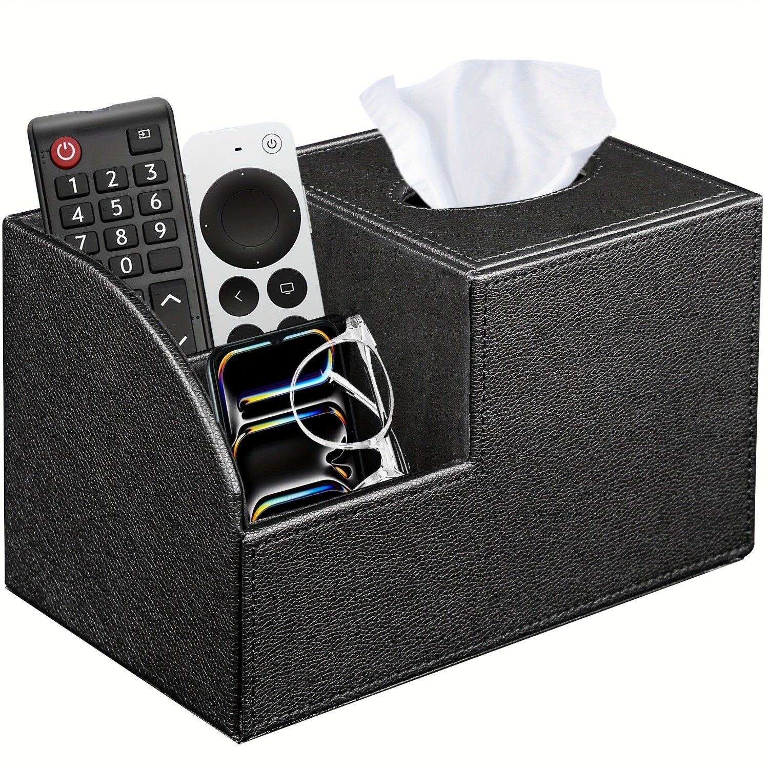 MILITWO Multifunctional Square Tissue Box Holder with Remote Control Holder