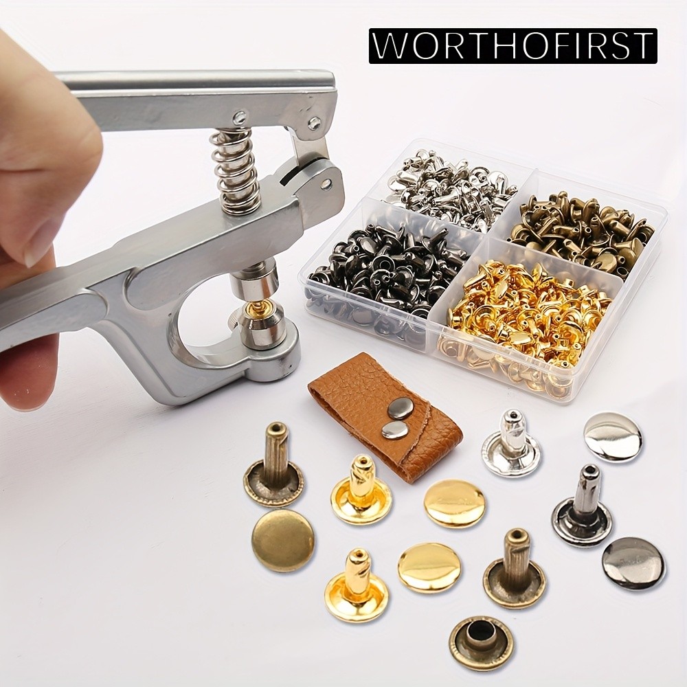 WORTHOFIRST 8mm Metal Double Cap Rivets with Pliers Tool
