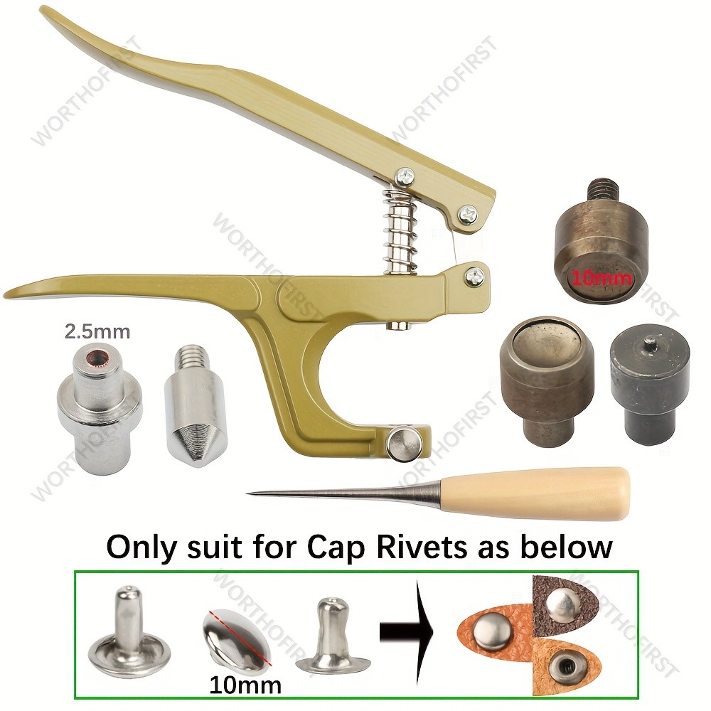 WORTHOFIRST 8mm Metal Double Cap Rivets with Pliers Tool