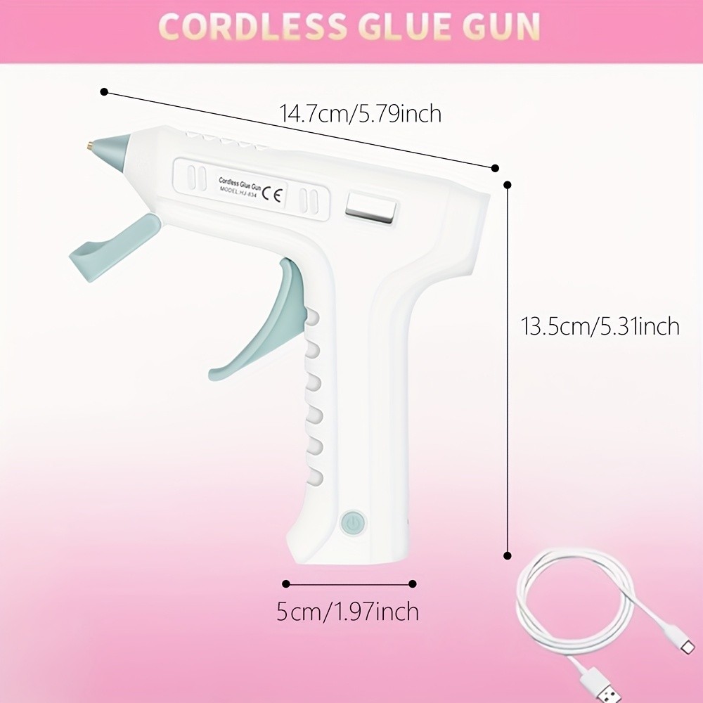 JENABOM White/Pink Rapid Heating Wireless Hot Glue Gun
