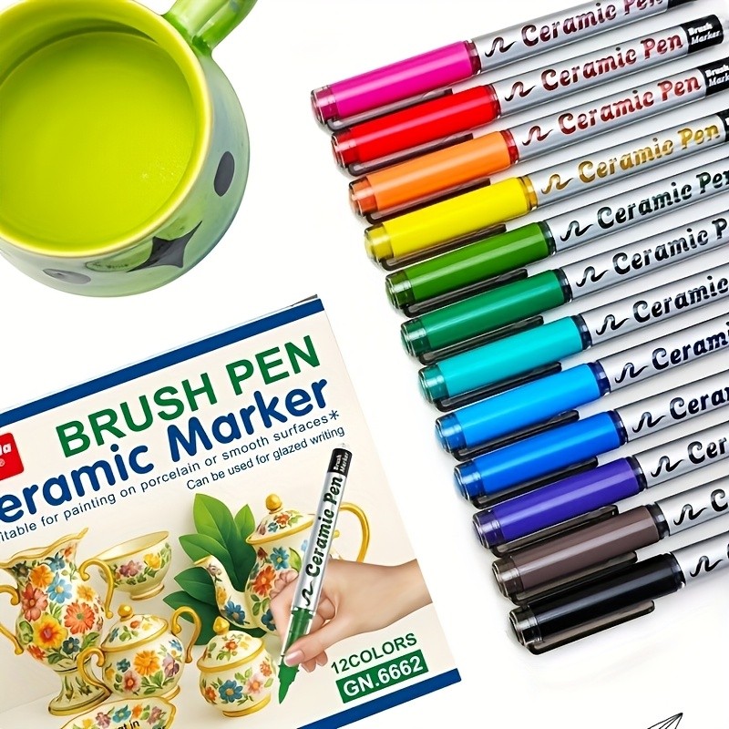 GUANGNA 12-Color Soft Brush Head Acrylic Marker Pen Set