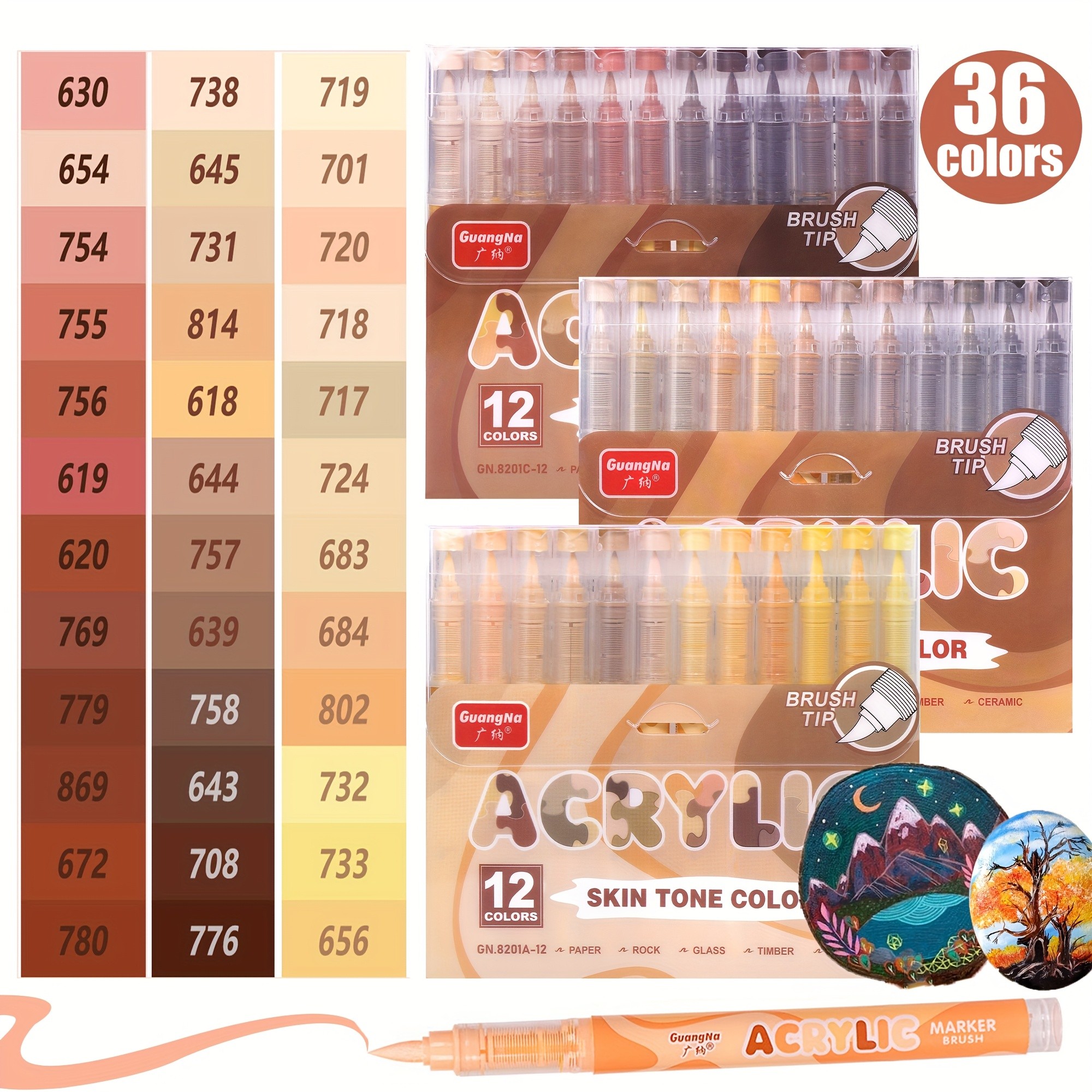 GUANGNA 36 Colors Acrylic Markers