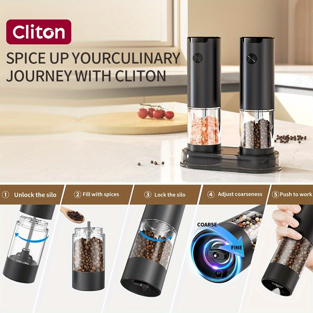 CLITON Electric Salt and Pepper Grinder Set
