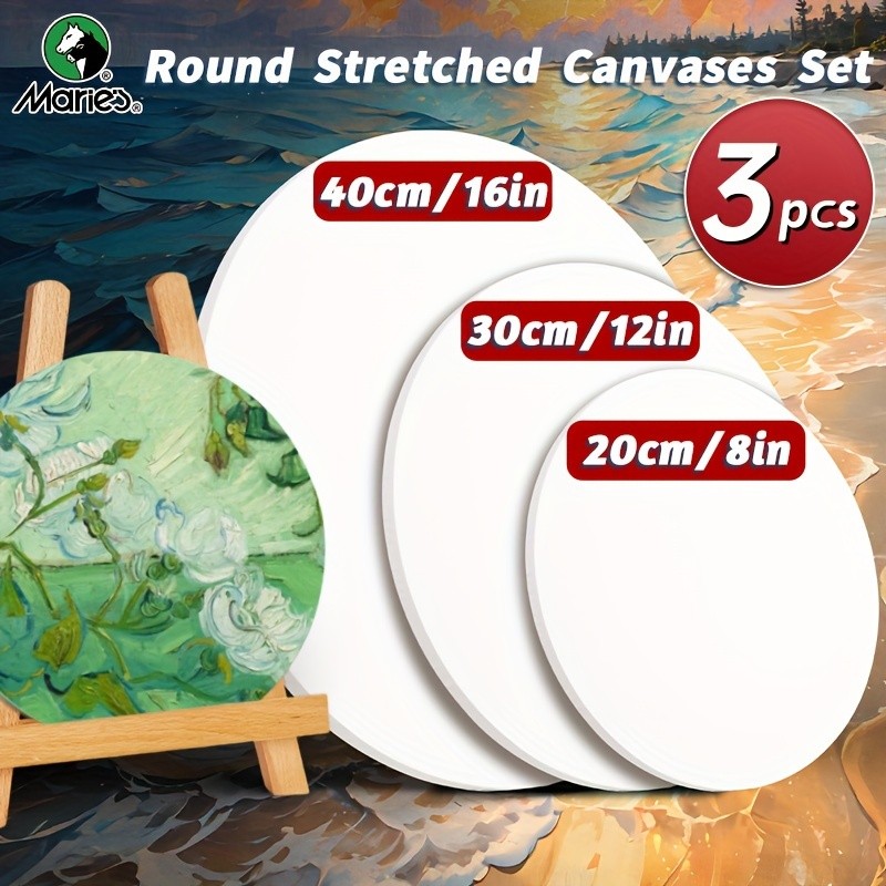 Marie's Linen Round Stretched Canvas Set