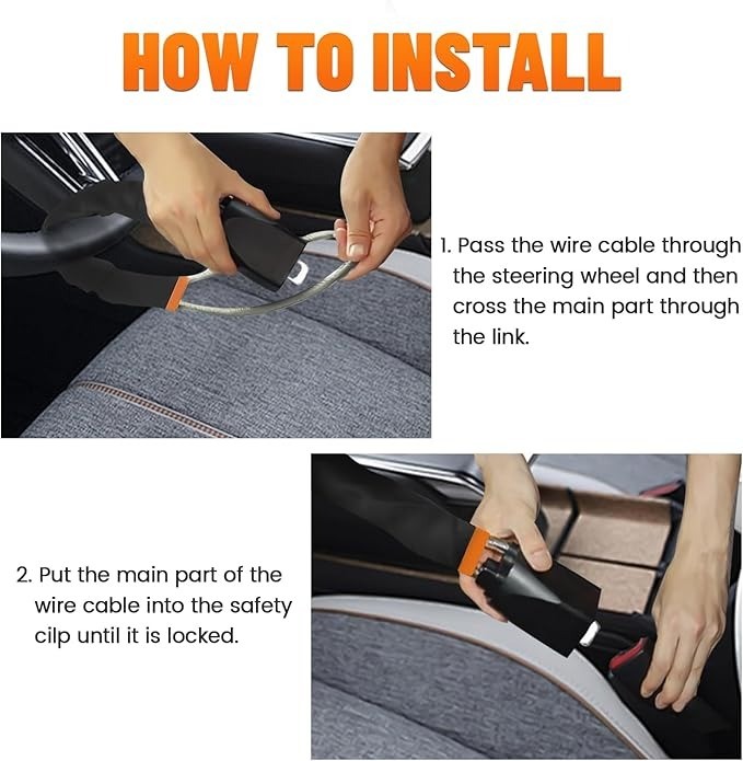 Car Steering Wheel Lock Seat Belt Lock with 3 Keys Anti-Theft Device Accessories