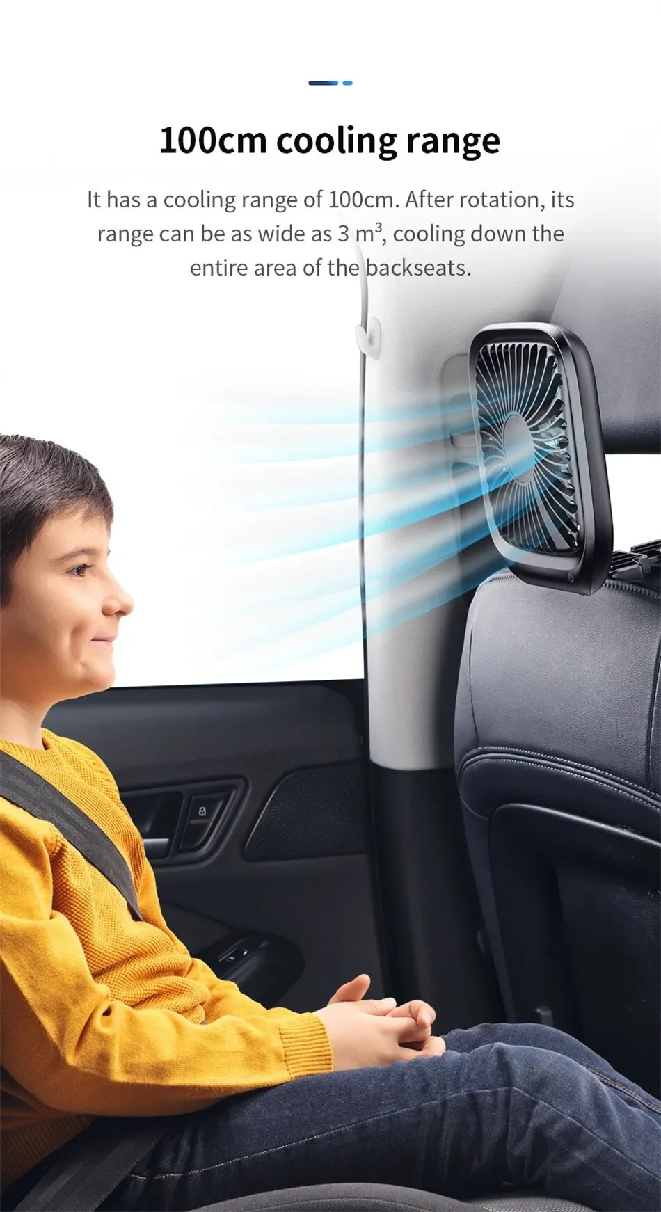 Car rear seat fan