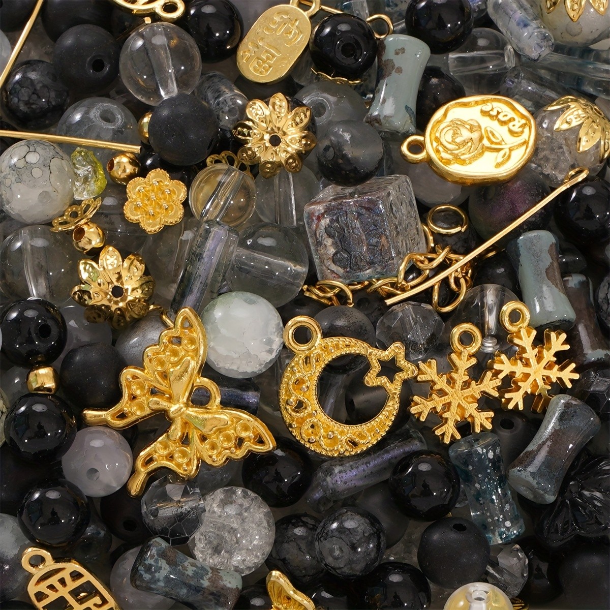 50g Mixed Glass Beads and Metal Jewelry Set