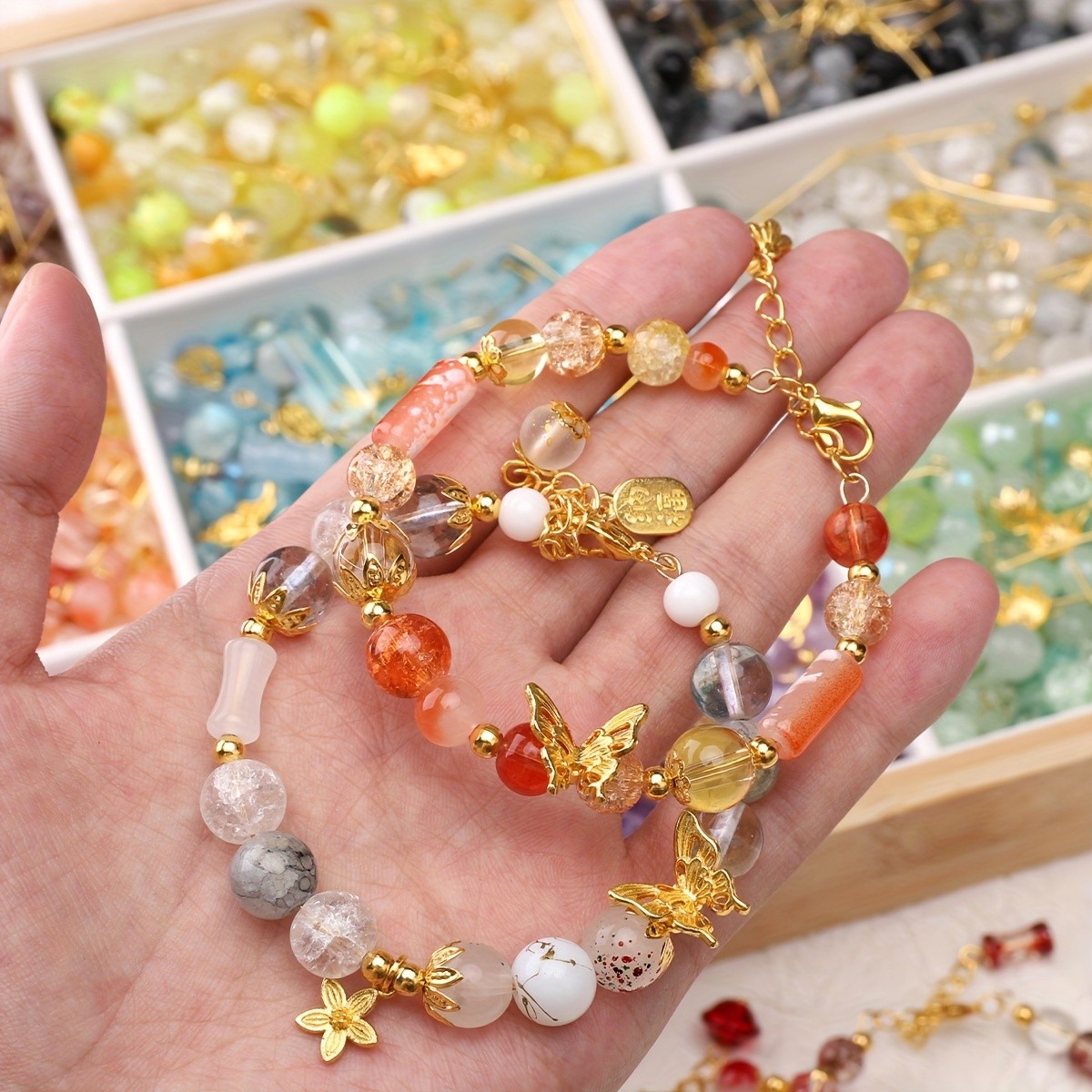 50g Mixed Glass Beads and Metal Jewelry Set