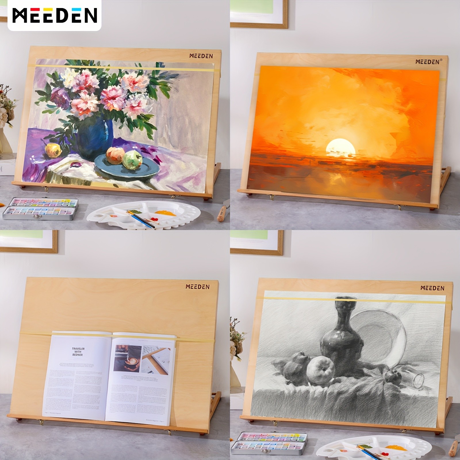 MEEDEN SF-A2-YM--A2 German Beech Wood Drawing Board Clip with Shoulder Strap