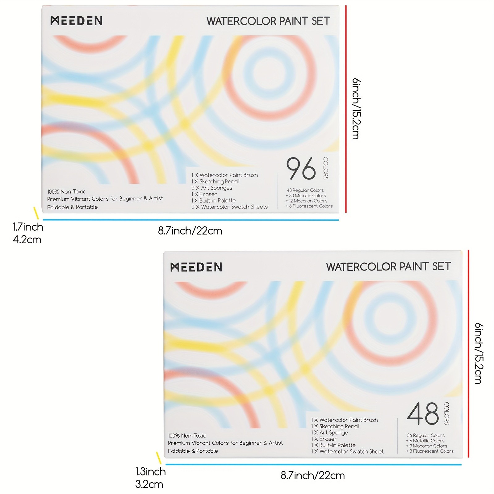 MEEDEN 48/96 Colors Watercolor Paint Set