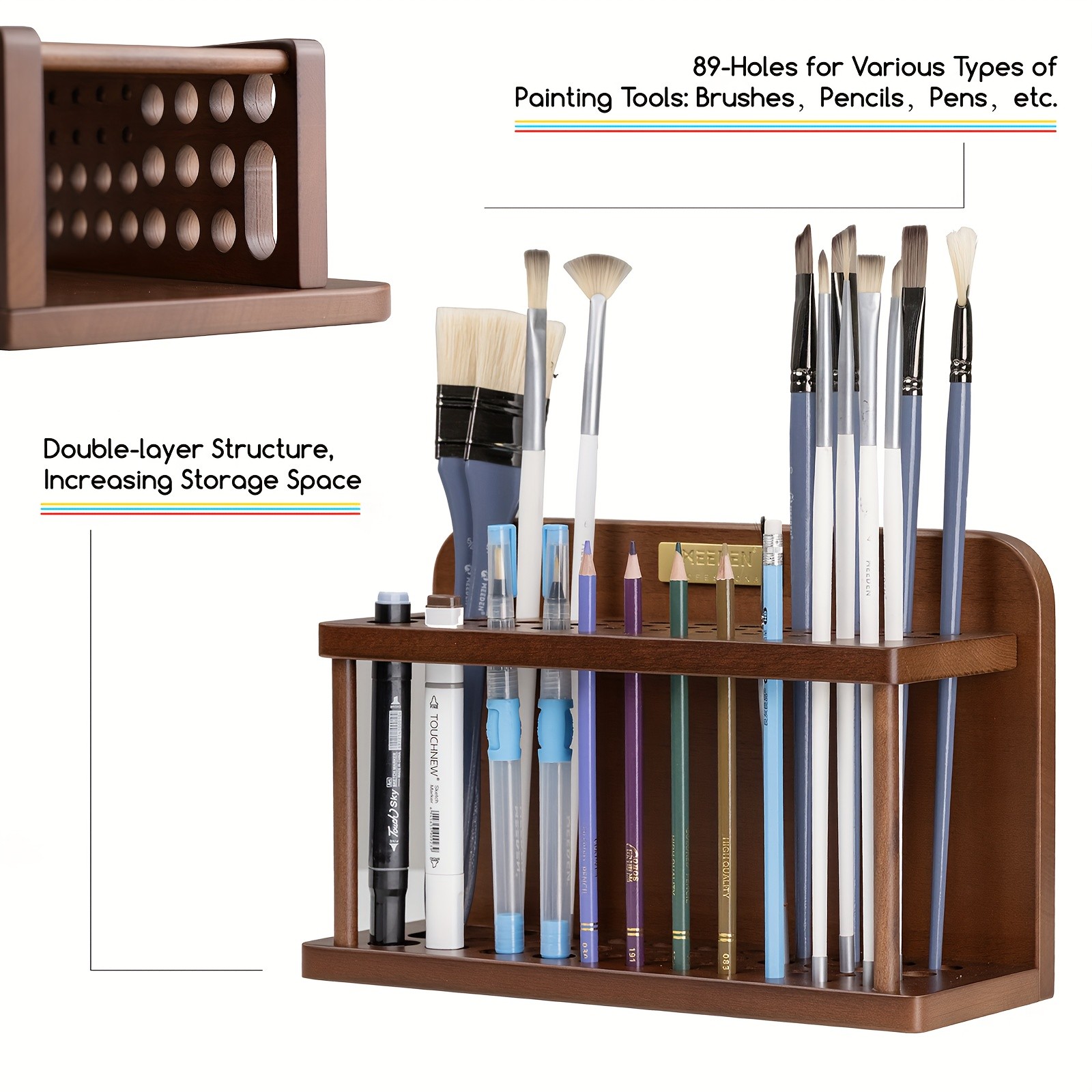 MEEDEN PRO Series BJ-02-QHT Beech Wood Pen Holder