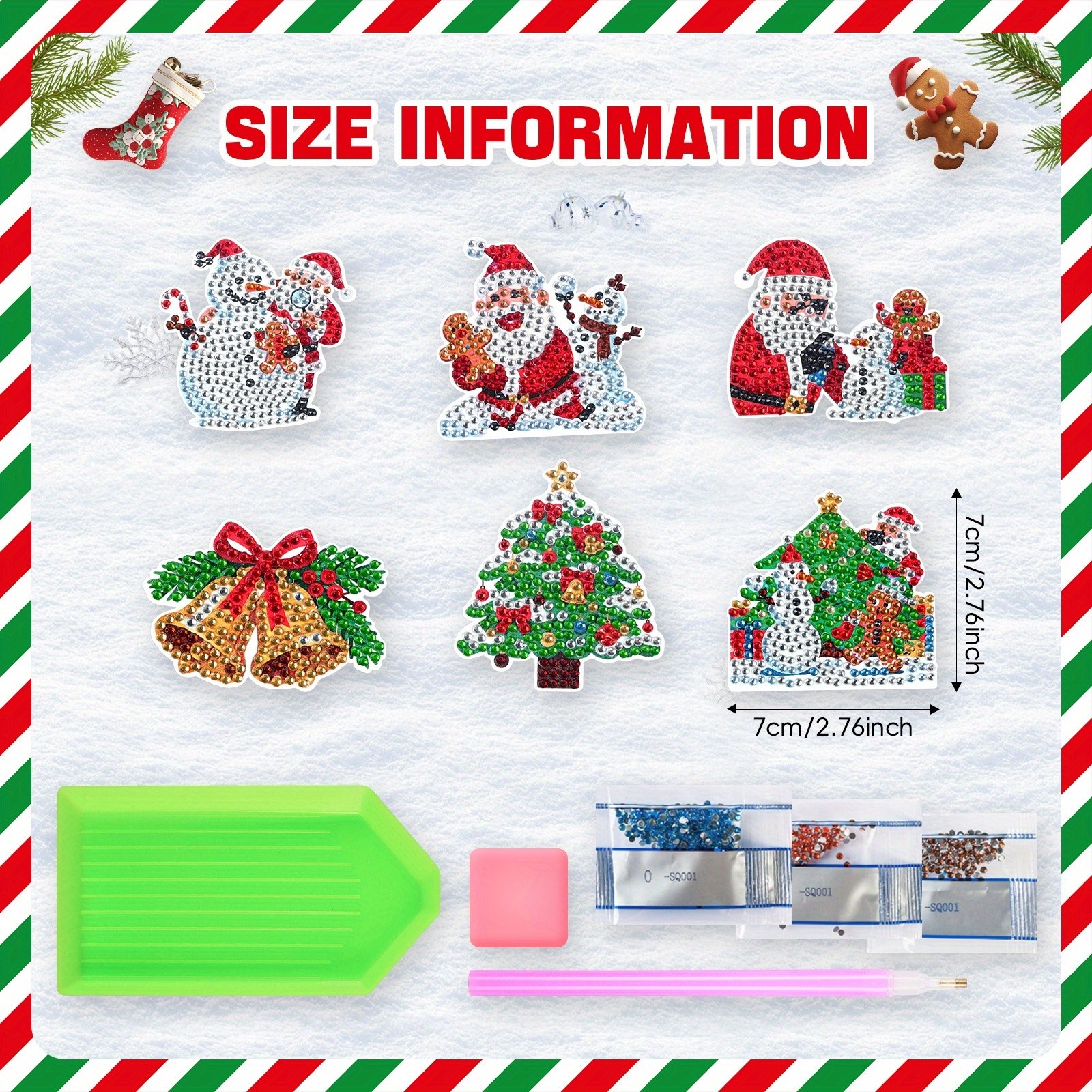 6pcs Christmas Diamond Painting Fridge M