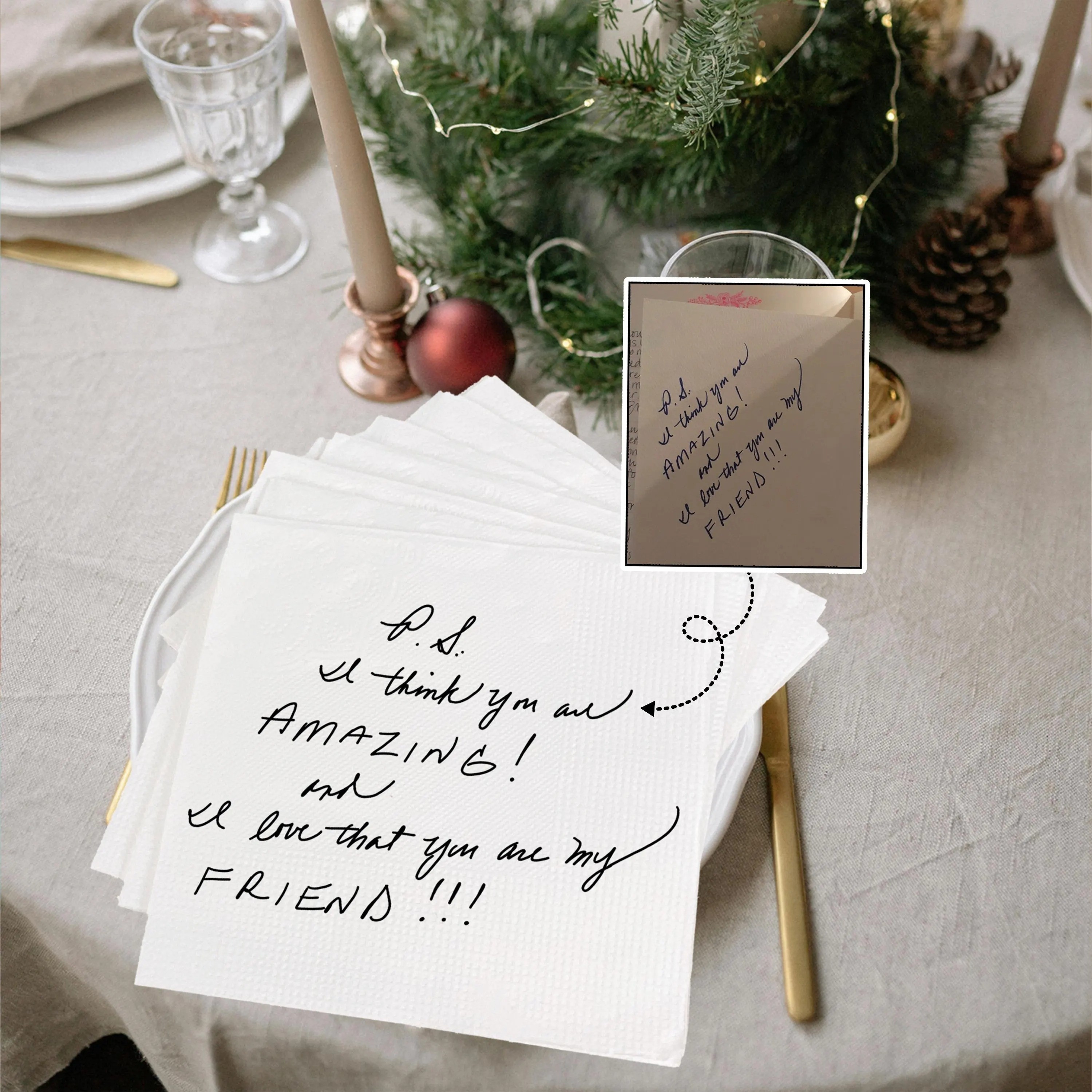 50/100pcs Custom Love Note Handwriting Napkins
