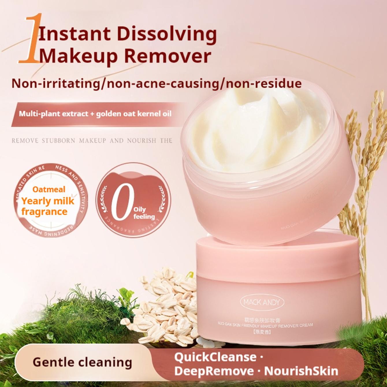 MACK ANDY 3-in-1 Cleaning Eye, Lip & Face Makeup Remover Oil