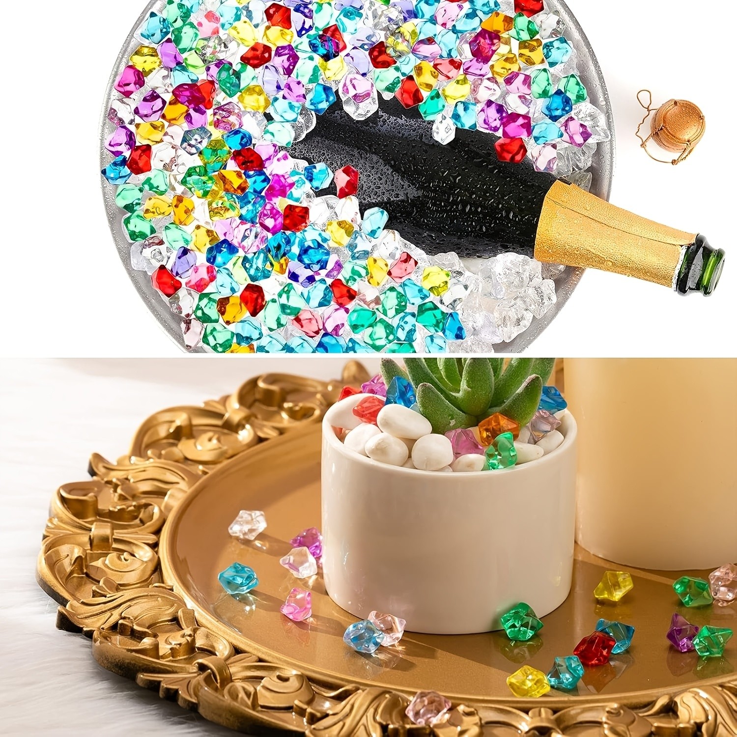 EDIFON 200pcs Fake Crushed Ice Rock Acrylic Ice Cubes