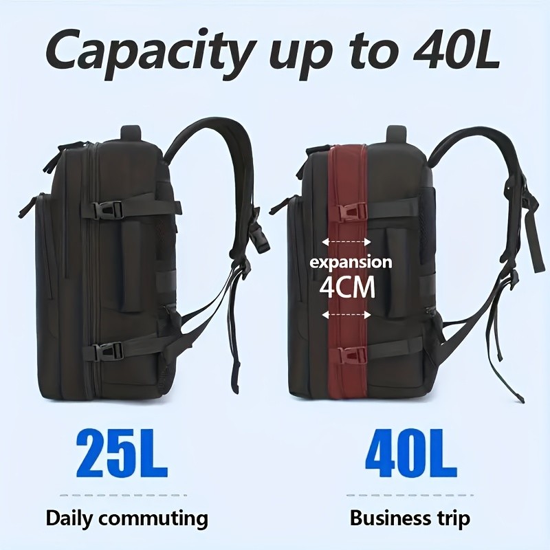 HUABUPS Unisex Travel Backpack with Expandable Luggage Compartment