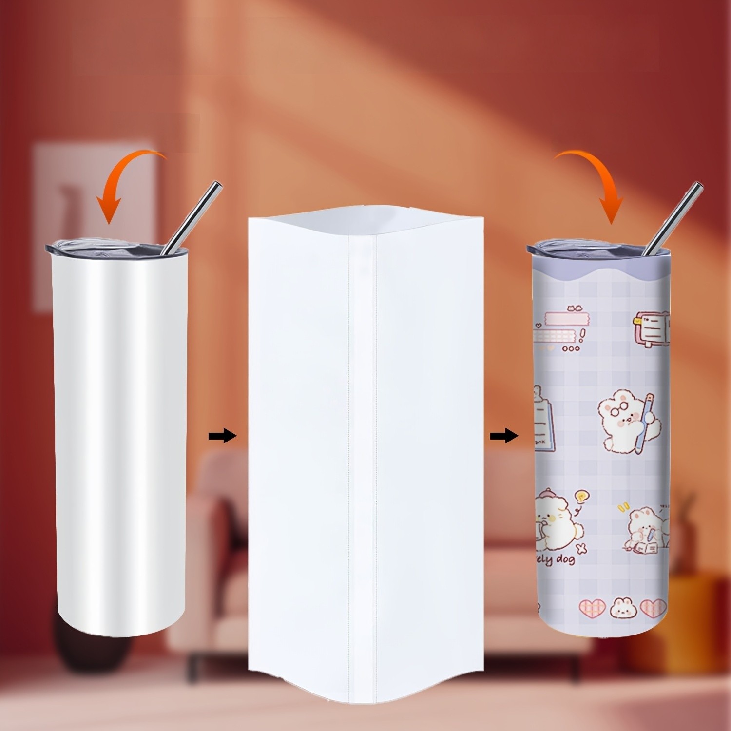 50/100pcs White Sublimation Heat Transfer Shrink Wrap Sleeves