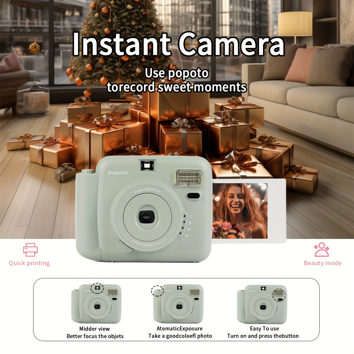 Popoto Molandi Blue Instant Camera for FUJI Mini Films