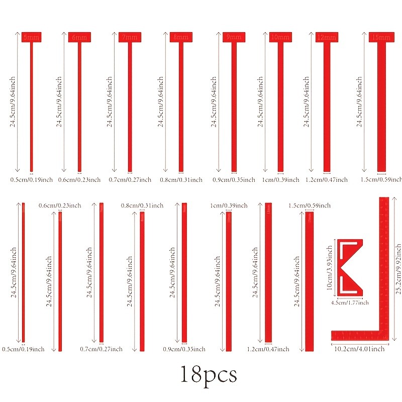 1Set/18pcs Red Acrylic Bookbinding Tool Set