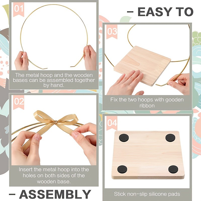 Floral Hoop Centerpiece with Wooden Stand