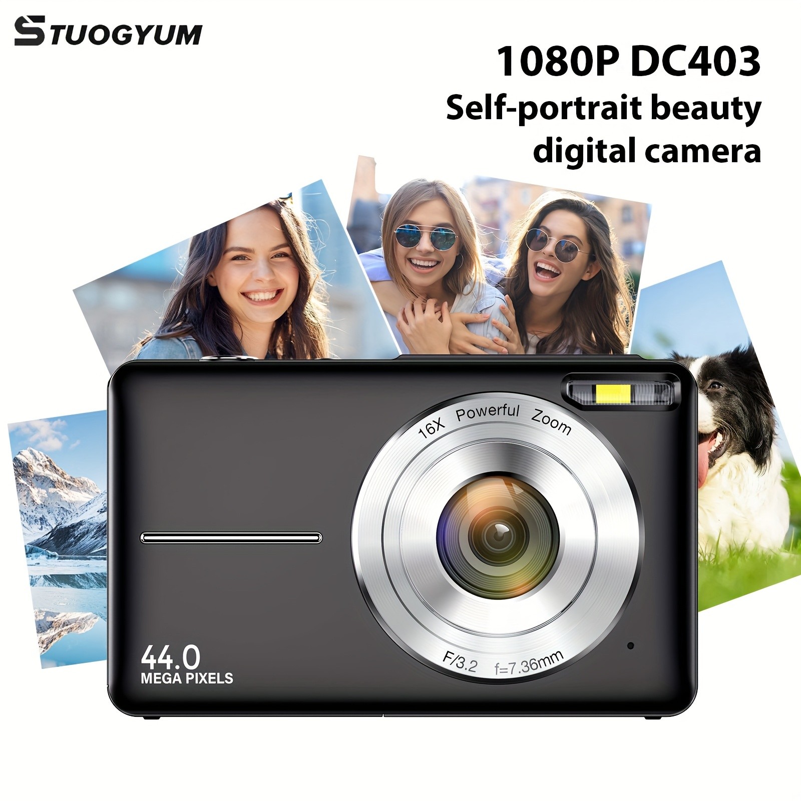 STUOGYUM Digital Camera 44MP 1080P HD Vlog Camera