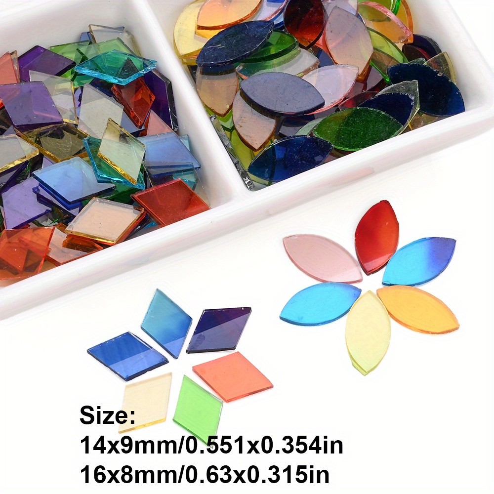 100pcs Vibrant Diamond-Shaped Fusible Glass Materials
