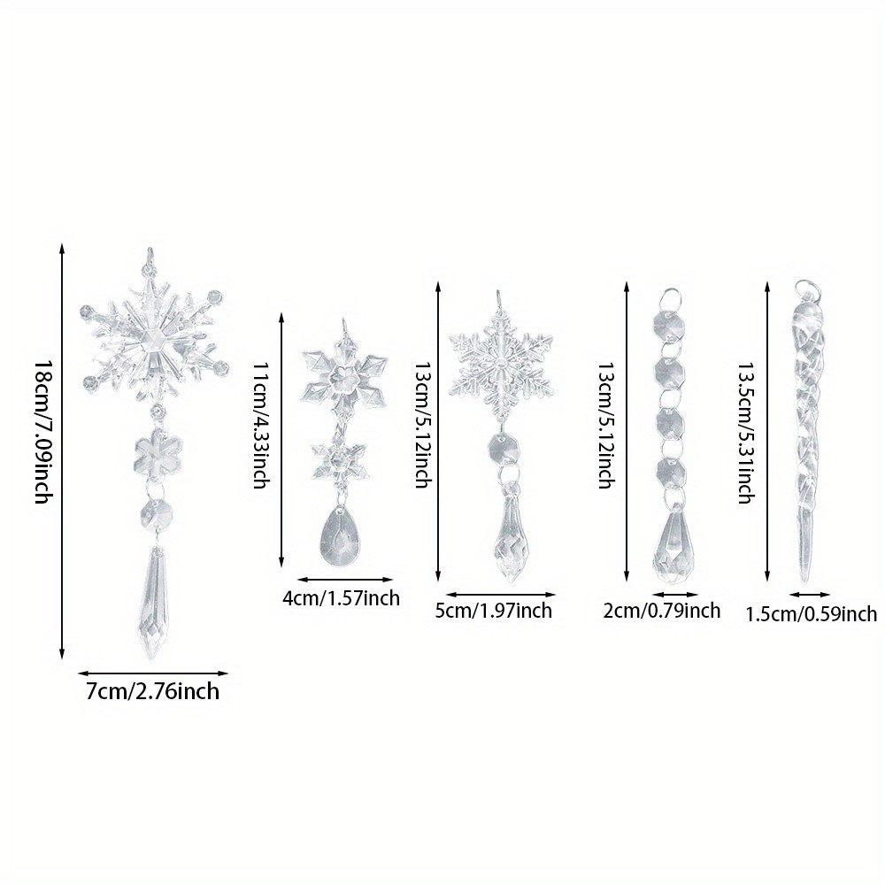 30pcs Christmas Tree Decoration Ornament Acrylic Icicle Snowflake