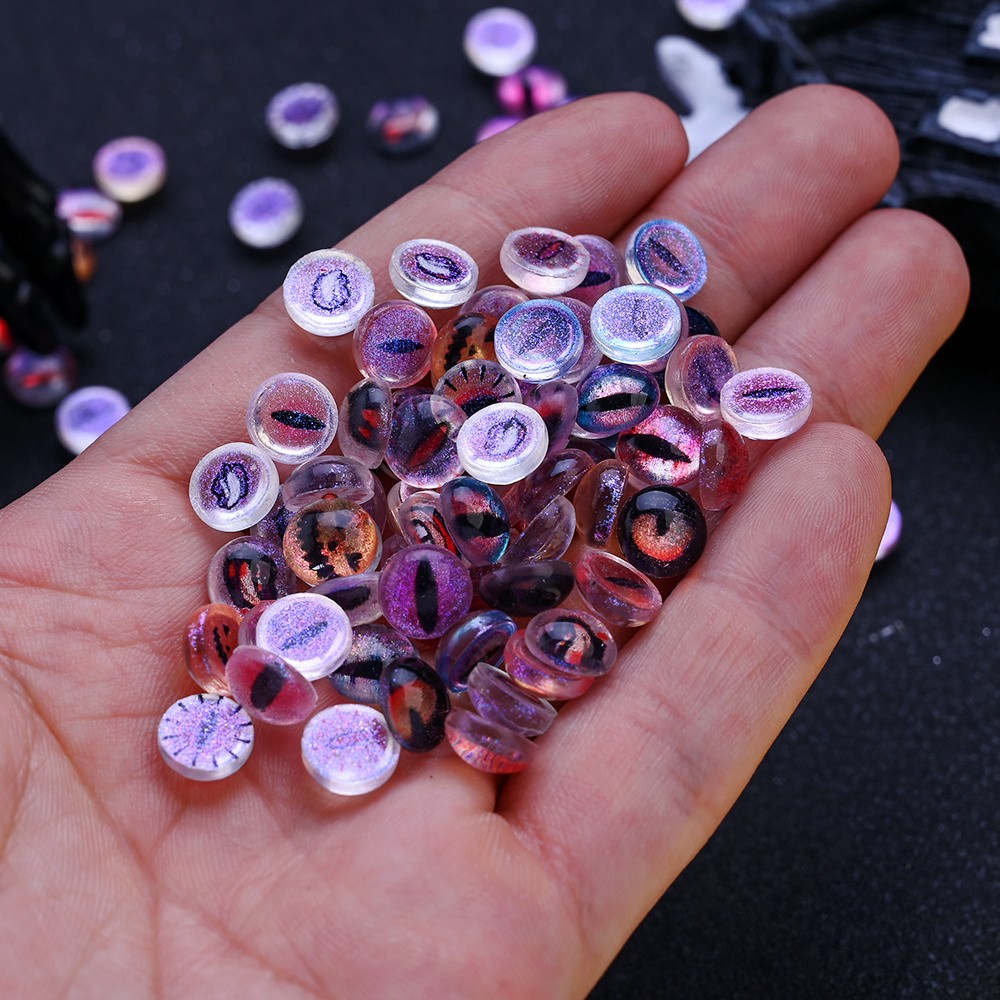 20pcs 8mm Halloween Evil Eye Pattern Acrylic Patches