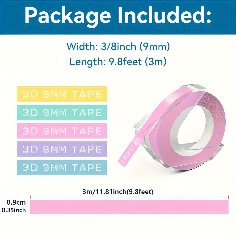 MarkField 5-Pack 3D Embossing PVC Label Tape Refills